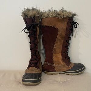 Sorel Joan of Arc Brown and Tan Women's Fur-Lined Boots
